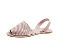 UK 5 Womens Flat Sandal Ladies Slingback Menorcan Spanish Peep Toe Slingaback Flat Sandals Summer Holiday Shoes YL25DFG0207 Pink Footwear