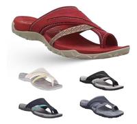 UK 5 Women's Flip Flops Arch Support Toe Post Sandals for Women Sandals Bunion Protection Slip on Sliders Sandal Flip Flops with Big Toe Loop Orthopedic Casual Shoes Indoor Outdoor 002_Red