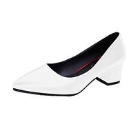 UK 5 Women's Heels Pumps 2025 Office Formal Work Pumps Mid High Heel Court Shoes Women's Low Heels Shoe Evening Party Wedding Bridal Heeled Party Shoes for Women White a