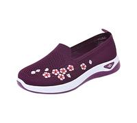 UK 5 Women's Mary Jane Orthopedic Shoes Slip on Soft Cushion Walking Elastic Trainers Casual Comfortable Working Nurse Shoes Breathable Walking Running Trainers Clearance B1_Dark Purple