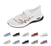 UK 5 Women's Mary Jane Orthopedic Shoes Slip on Soft Cushion Walking Elastic Trainers Casual Comfortable Working Nurse Shoes Breathable Walking Running Trainers White Clearance