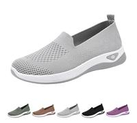 UK 5 Women's Mary Jane Orthopedic Shoes Slip on Soft Cushion Walking Elastic Trainers Casual Comfortable Working Nurse Shoes Breathable Walking Running Trainers Clearance B2_Grey