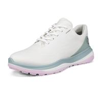 (UK 6.5-7, White/Ice Flower) Ecco Womens 2026 LT1 Lace Up Waterproof Leather Spikeless Breathable Golf Shoes