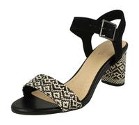 (UK 6.5, Black) Ladies Clarks Block Heeled Peep Toe Sandals Amali Weave - D Fit