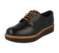 (UK 6.5, Black) Ladies Clarks Brogue Style Shoes Teadale Rhea - D Fit