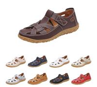 UK 6.5 Clearance Women's Closed Toe Sandals Leather Gladiator Wide Fit Fisherman Sandals Summer Hollow Out Shoes 02_Coffee