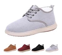 UK 6.5 Faux Fur Lined Ankle Winter Boots for Women Corduroy Booties Short Lace up Warm Comfort Cozy Short Booties Fuzzy Snow Boots with Memory Foam Insole for Indoor & Outdoor Grey Stylish Footwear