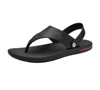 UK 6.5 Men's Flip Flops with Back Strap Summer Slingback Beach Shoes Sandals A0_Black Clearance