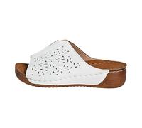 UK 6.5 Open Toe Low Wedge Mules for Women Clearance Orthopedic Slides Ladies Summer Slip on Leopard Print Comfy Memory Foam Insole Sliders Sandals Beach Slippers Footwear Gifts Hollow Out_White