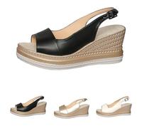 UK 6.5 Summer Wedge Sandals for Women flatform Open Toe Ankle Back Strap Sandals Peep Toe Platform Slingback Sandles Side Casual Shoes Sandle Footwear D1-Black