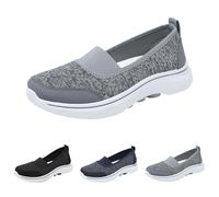 UK 6.5 Womens Comfortable Working Nurse Shoes Non-Slip Women Slip on Mesh Trainers Lightweight Low Top Memory Foam Walk Sports Pumps Footwear Gift #01_Grey