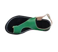 UK 6.5 Women's Toe Loop Ring Brown Flat Sandals Faux Leather Ankle Strap Flip Flops Tan Sandals Toe Thong Strappy Spring Summer Shoes YL25DFG0207 Green Footwear