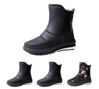 UK 6.5 Women's Waterproof Snow Boots Winter Fully Faux Fur Lined Non-Slip Warm Outdoor Ankle Boots Side Zipper Platform Wedge Sneaker Slip on Ankle Booties Thickening Fuzzy Snow Shoes Black Footwear
