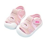 UK 6-9 Months Baby Sandals Infant Toddler Boy Closed Toe Summer Breathable Barefoot Sandals Flat Anti Slip First Walking Shoes for Outdoor Water Sports 002_Pink