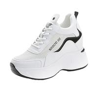 UK 6 Clearance Women Chunky Trainers Platform Sneakers High Heel Wedge Sneakers Lace up Platform Hidden Shoes Dad Shoes Black