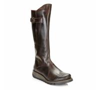 Fly London Women's Mol 2 Boots – Leather Zip-Up, Dark Brown UK 6