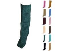 UK 6 Fold Over Boots for Women Knee High Boot Square Toe Wide Calf Kitten Heel Pull on Slouchy Knee High Long Boot Leather Comfortable Slip on Tall Boots Casual Fahion Dressy Blackish Green Footwear