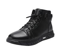 UK 6 Hight Top Sneaker Boots for Men,PU Leather Mens lace up Casual Flat hi high top Ankle Boots Shoes Trainers Sneaker 2024 Black