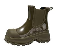 UK 6 Ladies Waterproof Rain Boots for Women UK Short Slip On Welly Ankle Ladies Wellies Men Lightweight Gardening Shoes Waterproof Rain Boots Non-Slip Soles Outdoor Mucker Boot Green