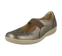 (UK 6, Pewter (Silver)) Ladies Padders Casual Flat Shoes Flare - E Fit