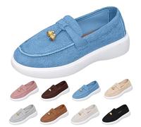 UK 6 Suede Loafers Flats for Women, Women’s Slip on Penny Loafers Driving Comfortable Dress Ladies Loafer Casual Office Work Round Toe Flat Shoes Walking Shoe Light Blue Footwear