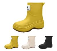 UK 6 Women Ankle Wellies Wellingtons,Festival Short Wellington Boot Waterproof Work Boots Rain Boots Wellingtons for Ladies Rubber Garden Wellies for Fishing Walk Mud Dogs Boot Yellow