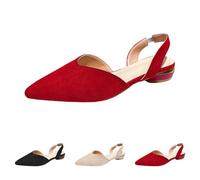 UK 6 Womens Flat Pointed Toe Slingback Shoes,Pointy Slingback Back Strap Flats,Flat Slingback Shoes Flat Heel Flat Shoes for Women A01_Red