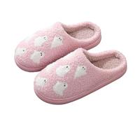 UK 6 Women's Halloween Pumpkin Slippers for Womens Mens Plush Spooky Warm Ghost Slippers House Shoes Ladies Memory Foam Slip on Christmas Slipper Bow 2025 Pink Ghost