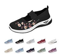 UK 6 Women's Mary Jane Orthopedic Shoes Slip on Soft Cushion Walking Elastic Trainers Casual Comfortable Working Nurse Shoes Breathable Walking Running Trainers Black Clearance