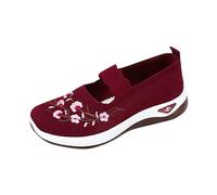 UK 6 Women's Mary Jane Orthopedic Shoes Slip on Soft Cushion Walking Elastic Trainers Casual Comfortable Working Nurse Shoes Breathable Walking Running Trainers Clearance A1_Red