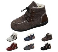 UK 6 Women's Moccasin Bootie Slippers Flat Fluffy Ankle Boots Faux-Fur Lining Ladies Slip on House Shoes with Hard Sole Outdoor Indoor Snow Shoes Brown Footwear
