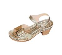 UK 6 Women's Opened Toe Block Heeled Slide Sandals with Arch Support Adjustable Buckle Strap Platform Ladies Chunky Heeled Mule Sandal 7cm / 2.75'' Glitter - Gold