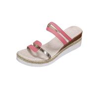 UK 6 Women's Platfrom Wedge Mules Sandals with Lace up Fron Decor- Open Toe Slip on Womens Slides Shoes for Vacation Summer Beach Ladies Footwear 002_Watermelon Red