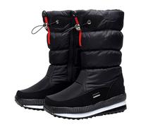 UK 6 Women's Snow Boots Clearance Anti-Slip Lightweight Mid Calf Bootie Waterproof Warm Hiking Booties Outdoor Fur Lining Winter Shoes Cold Weather Boots Ladies Warm Slip On Boots 2_Black