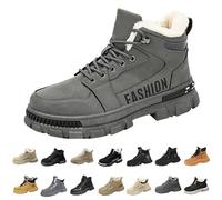 UK 7.5 Snow Boots Mens - Winter Sneaker Comfy Thermal Boot Warm Lining Ankle Booties for Men,Cold Weather Boot Shoes 2026 Classic Faux Fur Lined Walking Boots F1/Grey