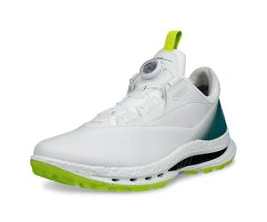(UK 7.5, White/Baygreen) Ecco Mens 2026 Biom C5 BOA GTX Spikeless Waterproof Leather Golf Shoes