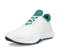 (UK 7.5, White/Baygreen) Ecco Mens BIOM H5 Lace Leather Spikeless Waterproof Modern Golf Shoes