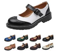 UK 7.5 Women's Mary Jane Shoes Platform Lug Sole Low Heel Chunky Pumps Retro Patent Round Toe Buckle Ankle Strap Oxfords Dress Work Comfy Smart Office School Shoes Dark Gray Footwear New