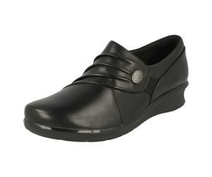 (UK 7, Black) Ladies Clarks Wedge Heel Shoes Hope Roxanne - E Fit