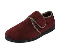 (UK 7, Burgundy (Red)) Mens Padders Memory Foam Comfort Slippers Harry - G Fit