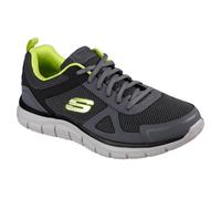 (UK 7, Charcoalcoal/Lime) Skechers Mens 2022 Track Light Sport Training Leather Mesh Trainers