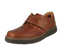 (UK 7, Dark Tan (Brown)) Mens Clarks Hook & Loop Formal Moccasins Un Abode Strap - H Fit