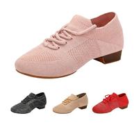 UK 7 Latin Dance Shoes for Women Closed Toe Low Heel Practice Dancing Shoes Ballroom Performence Split Sole Lace up Salsa Jazz Training Dance Shoe Pink Ladies Footwear Gifts