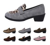 UK 7 Loafers Shoes for Women,Women Chunky Shoes Leopard Print Loafers Suede Slip on Comfort Casual Fashion Business Work Vintage Pumps Oxford Shoe Block Stacked Heels Blue Footwear
