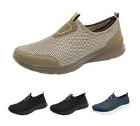 UK 7 Slip on Trainers Mens Loafers Breathable Mesh Walking Shoes Casual Soft Sole Walk Sports Pumps Summer Sneaker Slip-On Lightweight Comfortable Tennis Athletic Shoes Khaki Footwear New