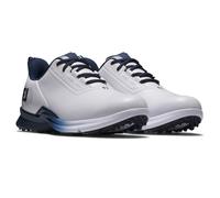 (UK 7, White/Navy/Blue) Footjoy Mens FJ Fuel Spikeless Cushioned Durable Waterproof Golf Shoes