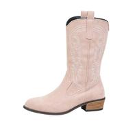 UK 7 Wine Womens Cowboy Knee High Boots Comfortable Pull On Side Zipper Chunky Heel Embroidered Western Cowgirl Boots Retro Tall Boot Pointed Toe Shoes Ranch Trip Outdoor Camping White Black Grey 7.5