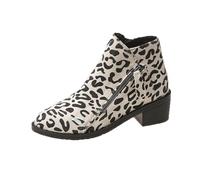 UK 7 Womens Chelsea Boots Ladies Low Heels Flat Ankle Boots Double Zipper Stylish Classic Short Shoe Booties Footwear Stylish 001_Leopard Beige Footwear Gift