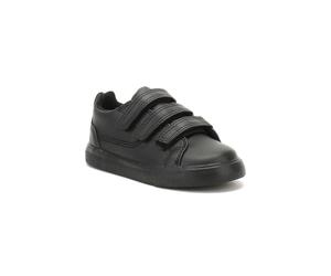 (UK 8.5 Infant) Kickers Infants Black Leather Tovni Trip Trainers