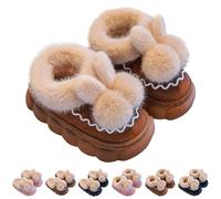 UK 8.5 Kids Rabbit Slippers for Girls Boys Rabbit Slippers Cute Cartoon Novelty House Shoes Close/Open Back Plush Fun Animal Slip on Bedroom Slipper Home Shoes Little Big Kid 01_Closed Back_Brown